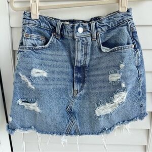 Pilcro by Anthropologie Blue Distressed Mini Skirt